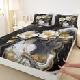 thumbnail image 3 of Homewish Marble Artwork Adult Twin Sheet Sets, Black White Abstract Twin Fitted Sheet, Modern Fashion Art Flat Sheet, Lightweight Room Decor, 3-Piece, 3 of 7