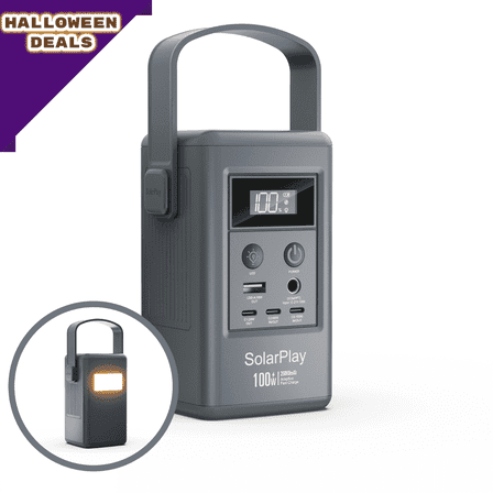 SolarPlay Portable Power Station PD In/Out 100W, (26000mAh/96Wh) LiFePO4 Powerbank Solar Generator for Camping,Hiking,and Emergency