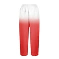 thumbnail image 5 of IDALL Linen Pants Women Petite Pants Linen Capris For Women Summer High Waisted Wide Leg Plus Size Capri Pants Lightweight Capri Trousers S 5Xl Lounge Pants Women Summer Pants Red 3XL, 5 of 5