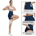 thumbnail image 6 of Satankud Women's High Waisted Running Shorts Mesh Liner Quick Dry Athletic Gym Track Workout Shorts Zip Pocket Navy Blue Size S, 6 of 9
