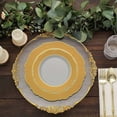 thumbnail image 2 of Efavormart 10 Pack | 8" Gold / White Plastic Dessert Plates With Round Blossom Design, Disposable Salad Appetizer Plates With Gold Rim, 2 of 11