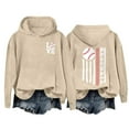 thumbnail image 4 of WZXFASHION Chandail à Capuchon de Baseball à Manches Longues pour Femmes avec Lettres Imprimées Liquidation Chandail à Col en V, 4 of 4