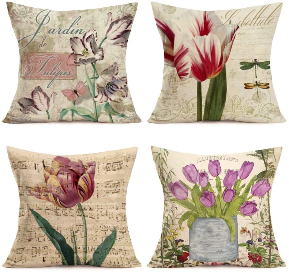 Details about   Flowers Tree Square Cotton Pillow Case Sofa Bed Waist Throw Cushion Cover Decor 