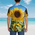 thumbnail image 4 of Bingfone Men's Short Sleeve Button Down Shirts Hawaiian Sky Golden Sunflower Field B Printed Beach Shirt, 4 of 7