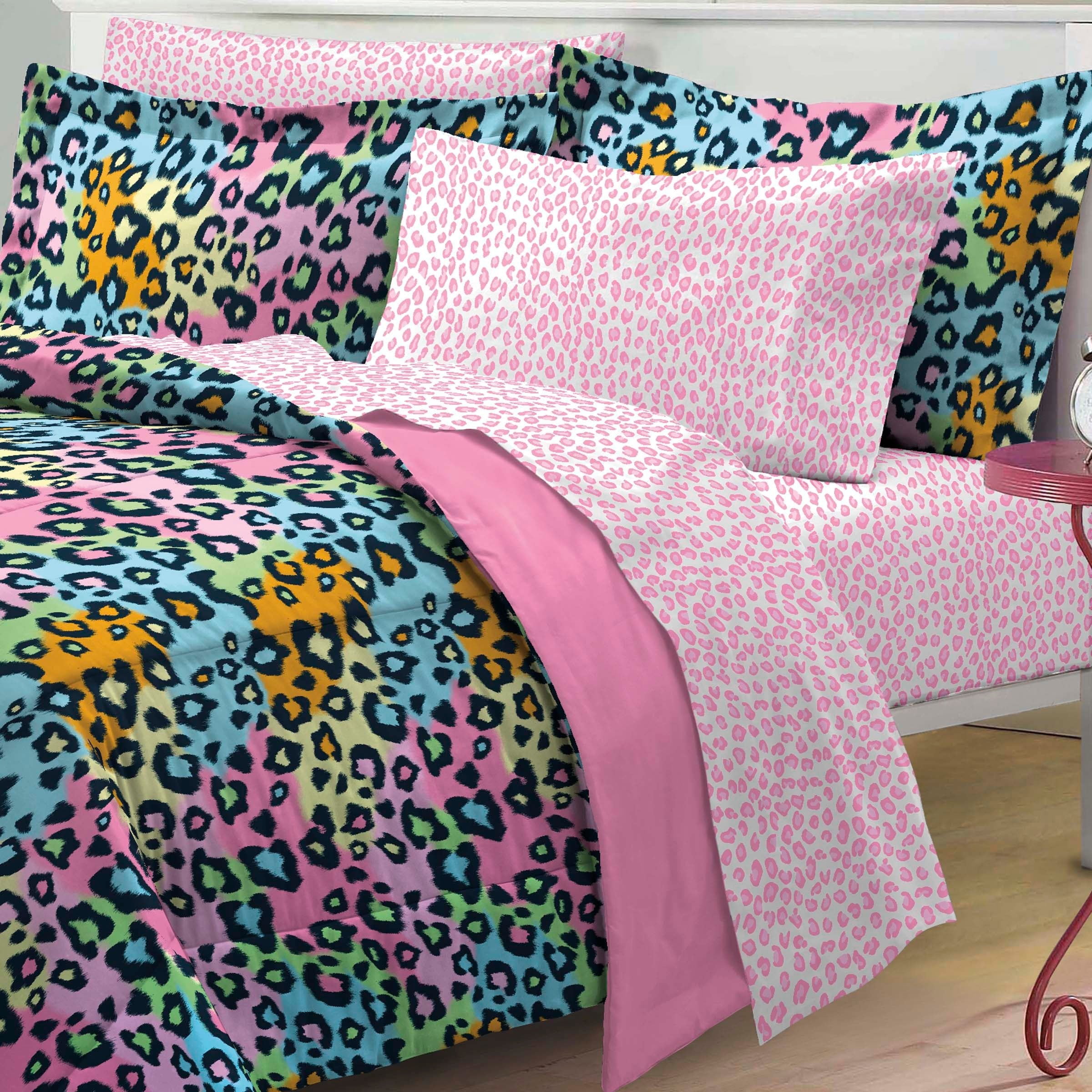 5 Victoria's Secret Pink Leopard REVERSIBLE Bed in a bag Comforter Sheet TWIN XL 