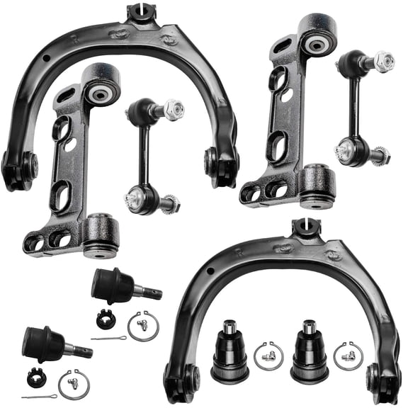Detroit Axle - 10pc Front End Suspension Kit for 2004-2007 Chevrolet Trailblazer GMC Envoy 2005 2006 Lower Control Arm Support Brackets Upper Control Arms Upper Lower Ball Joints Sway Bars Replacemen