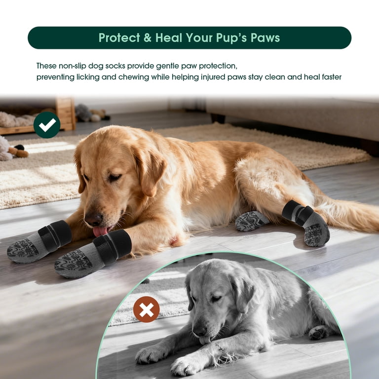 Non Slip Indoor Dog Booties For Hardwood Floors 4pcs/Set Dog Shoes, Dog Boots And Paw Protectors, Suitable For Winter Snow,  Summer Hot Ground, Rainy Weather Waterproof, Outdoor Hiking, Indoor  Hardwood Floor Anti-Slip Soles SHEIN