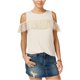 thumbnail image 1 of Gypsies & Moondust Blusa de punto con ribete de volantes para mujer, beige, pequeña, 1 of 2
