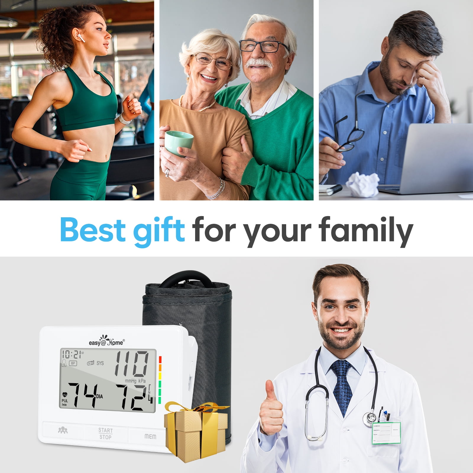 Easy@Home EBP-073 Adjustable Large Cuff Arm Blood Pressure Monitor