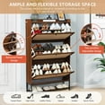 thumbnail image 6 of YOCWO Shoe Storage Cabinet with Flip Drawers for Entryway, Shoe Rack Organizer with Open Shelf, Walnut, 6 of 10