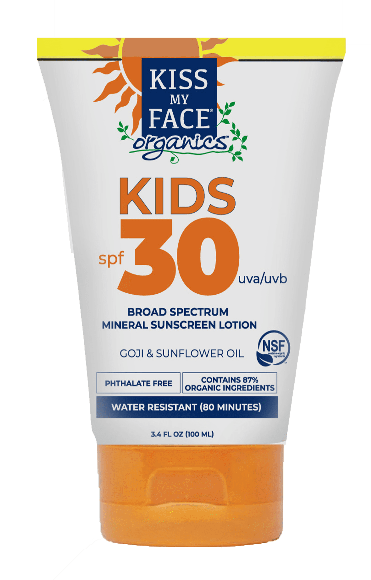 Kiss My Face Organics Kids Broad Spectrum SPF 30 Sunscreen Lotion, 3.4