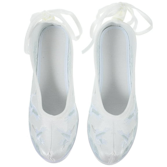 KALLORY 1 Pair Chinese Embroidered Shoe in White for Men Non-slip and Warmth for Party