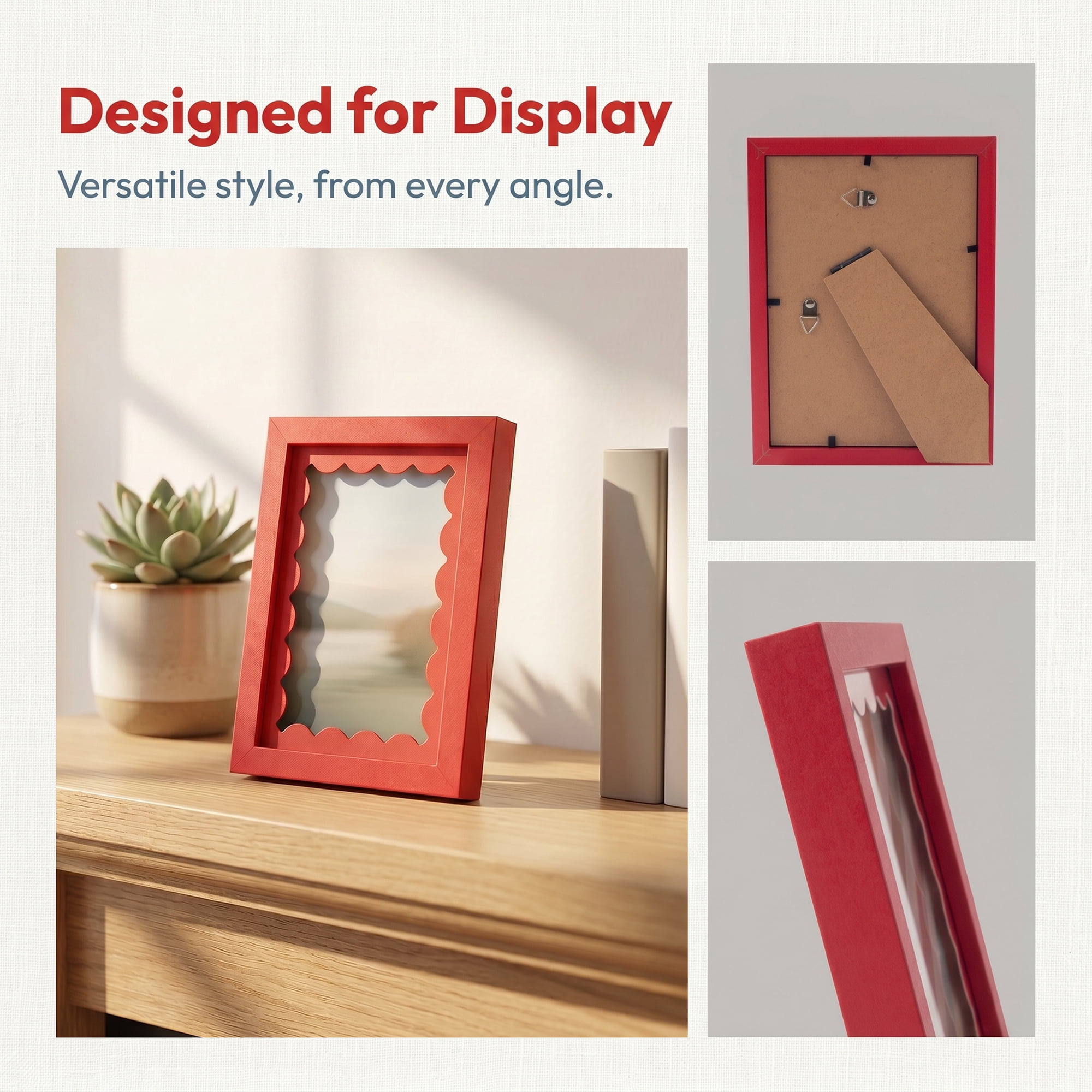 Unique Bargains MDF Wood Cute Wavy Picture Frame Red 5" x 7"