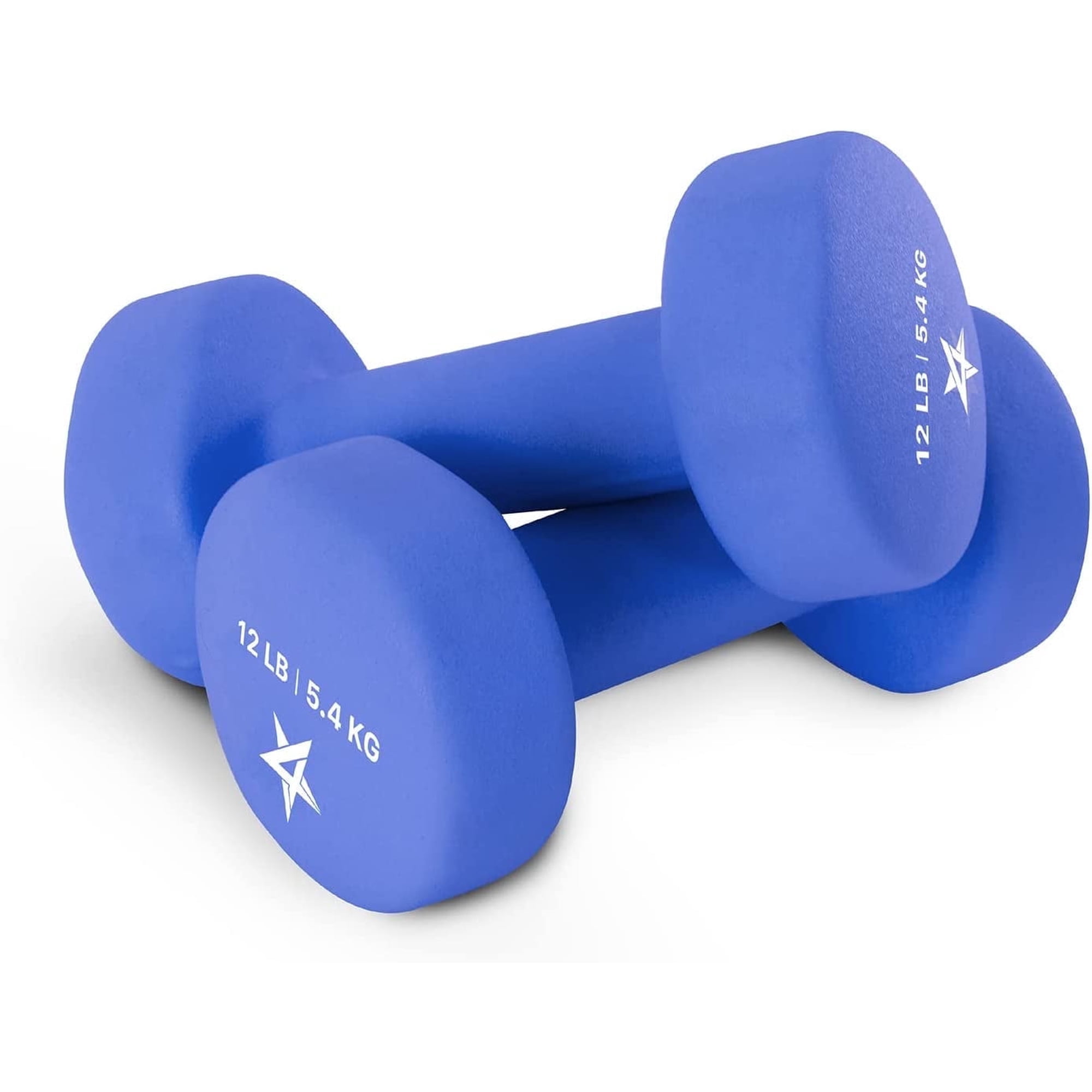 Yes4All Neoprene Coated Dumbbells Hand Weight Sets of 2, Arm Weights For Women - Multiple Weight Options with 15 Colors - Vivid Dark Blue 12LBS