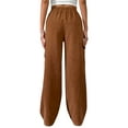 thumbnail image 5 of QAFOPEH Women Corduroy Elastic Waist Pocket Spliced Solid Color Long Pants, 5 of 7