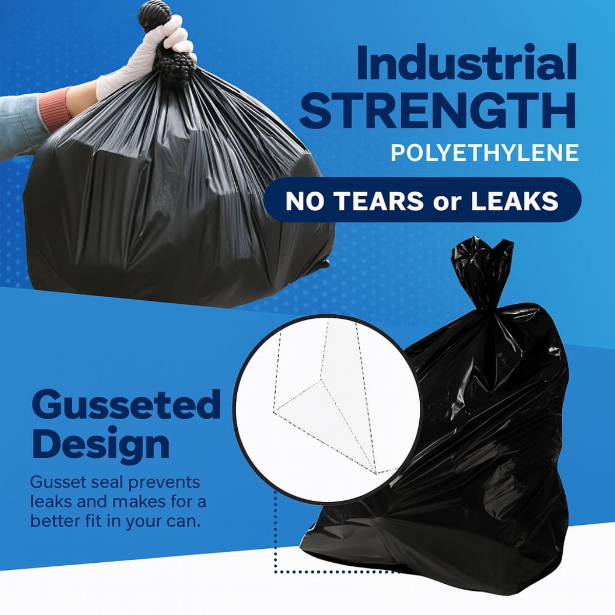TP Plastic 33 Gallon Trash Bags – 100 Count Heavy Duty Black Garbage Bags, 33" x 39", 1.5 Mil Thick Can Liners for Home, Office, or Commercial Use