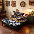 thumbnail image 4 of Manfei American Flag Eagle Twin Sheets, 250 Years of Freedom Print Bedding, Black, Black Reversible 3 Pieces (1 Flat Sheet, 1 Fitted Sheet and 1 Pillowcase), 4 of 6