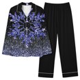 thumbnail image 1 of Puntoco Conjunto De Pijama De Pantalones Y tops Casuales De Manga Larga Con Estampado Navideño Para Mujer (1 top + 1 Pantalón) Conjunto De Solapa De Manga Larga Azul L, 1 of 4