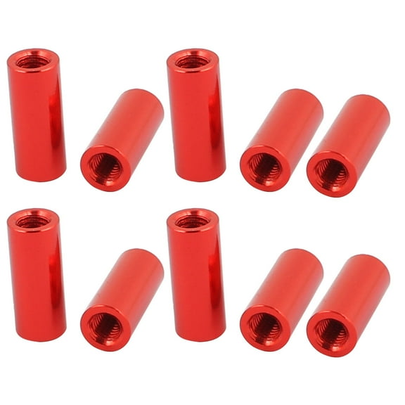 10 Pcs M3 x 12mm Round Aluminum Column Alloy Standoff Spacer Stud Fastener Red