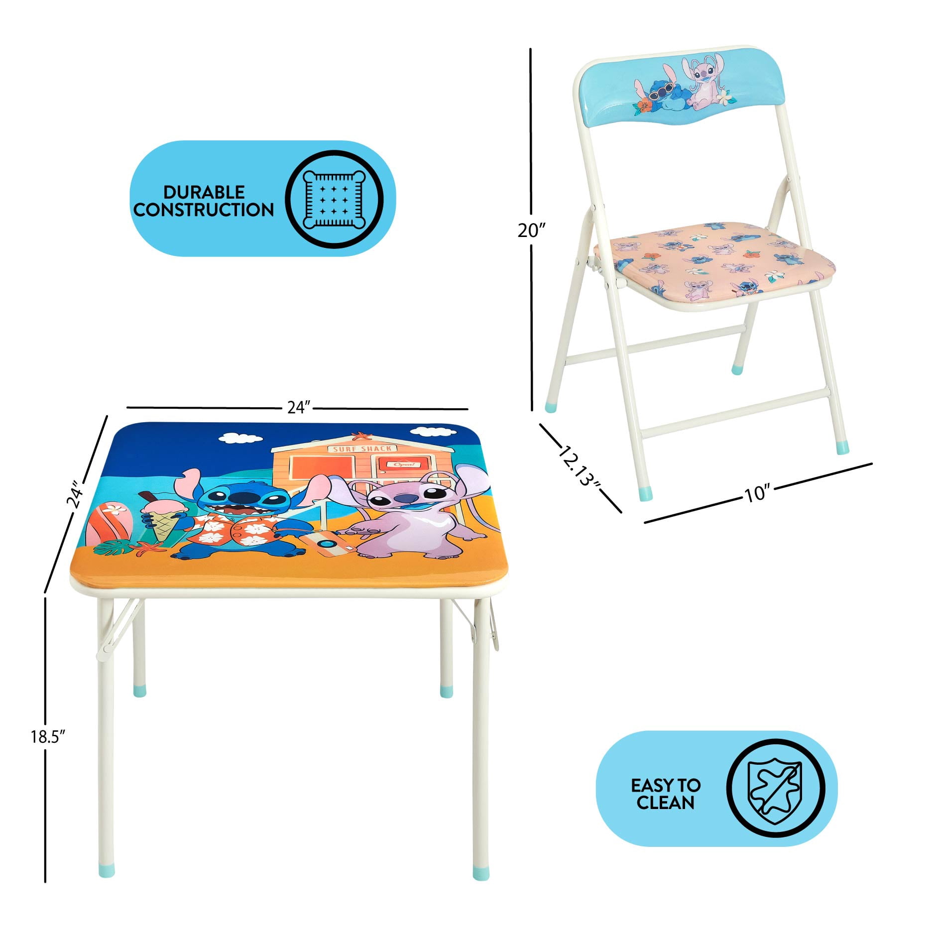 Disney Stitch Kids' 3-Piece Table and Chairs Set, Blue