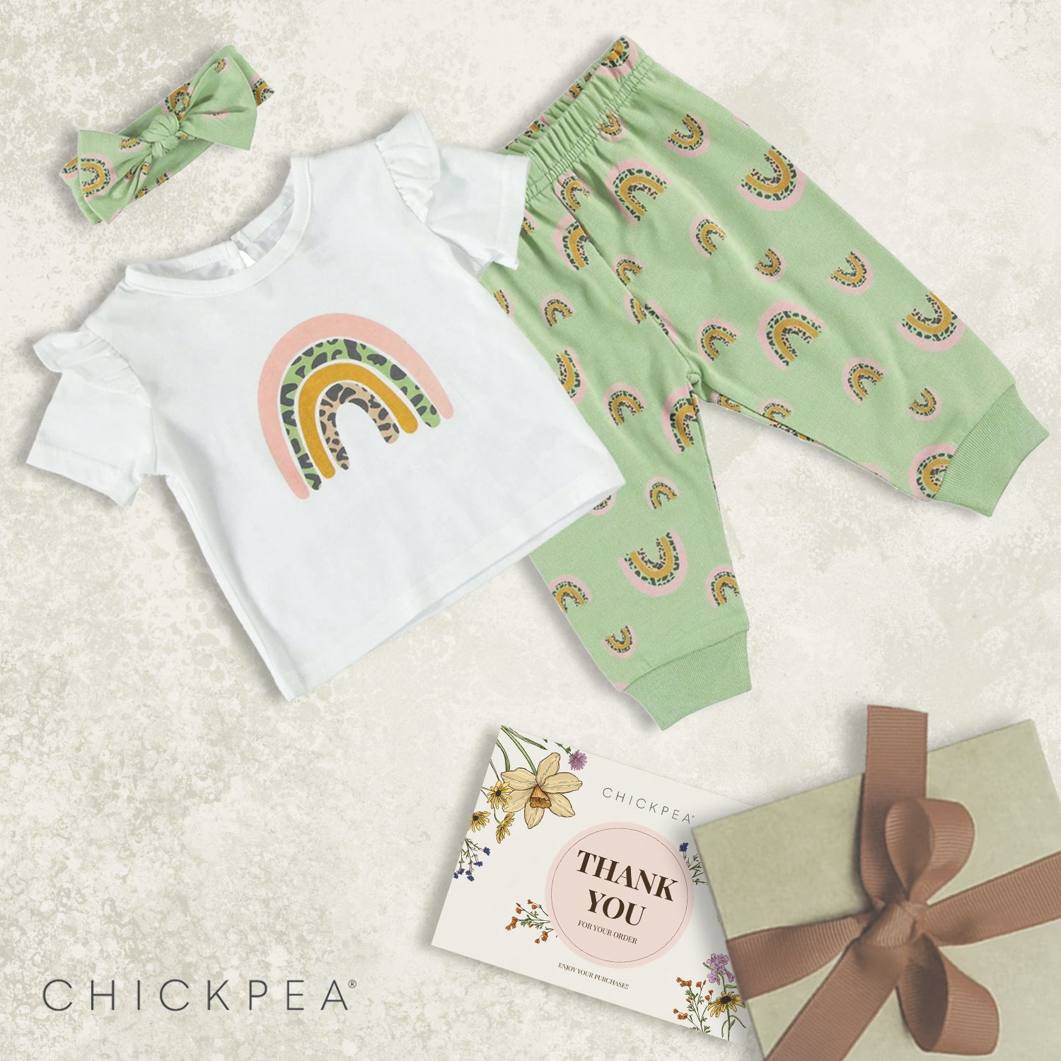 Chick Pea Baby Girl 3 PC French Terry Jogger Set, Sizes Newborn-24 Months