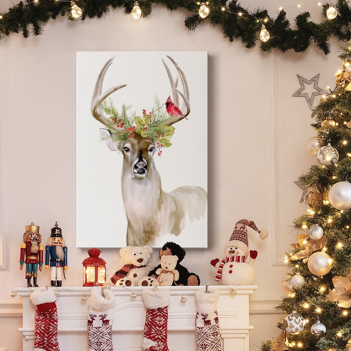 Holiday Deer I- Gallery Wrapped Canvas
