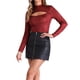 thumbnail image 1 of INSPIRAR CHIC Blusa de Mujer con Brillo, Corte en Cuello Alto, Manga Larga, Tops de Fiesta Brillantes en Rojo y Negro, 1 of 5