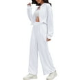thumbnail image 4 of ATHLECHIC Women's Tracksuits 2 Piece Outfits Casual Cropped Hoodie Wide Leg Pants Workout Lounge Sets XL White, 4 of 4