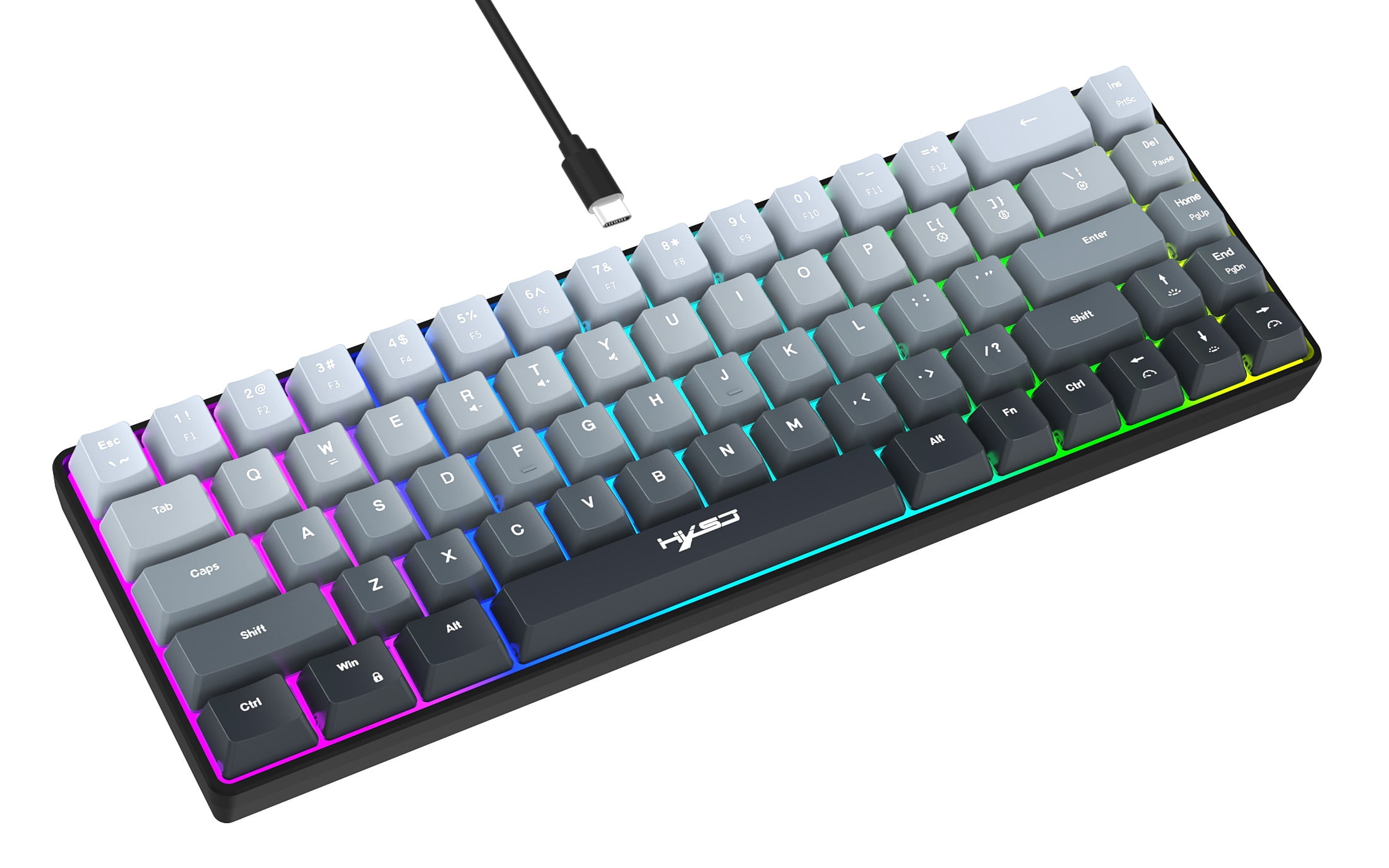 Gaming Keyboard Wired,60% 68 Keys Mini Keyboard Multimedia & Anti-ghosting Keys for Windows Computer Laptop PC Mac Gamer,Gray and Black