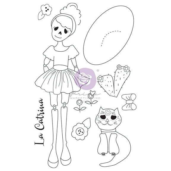 Prima Marketing Julie Nutting Mixed Media Cling Rubber Stamp-La Catrina
