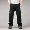 thumbnail image 2 of toraway Summer Men Cargo Pants Jeans Pockets Drawstring Size Plus Mens Webbing Pants Casual Pants All Cotton Loose Plus Large Cargo Pants Mens Pants XXXXL/42, 2 of 4