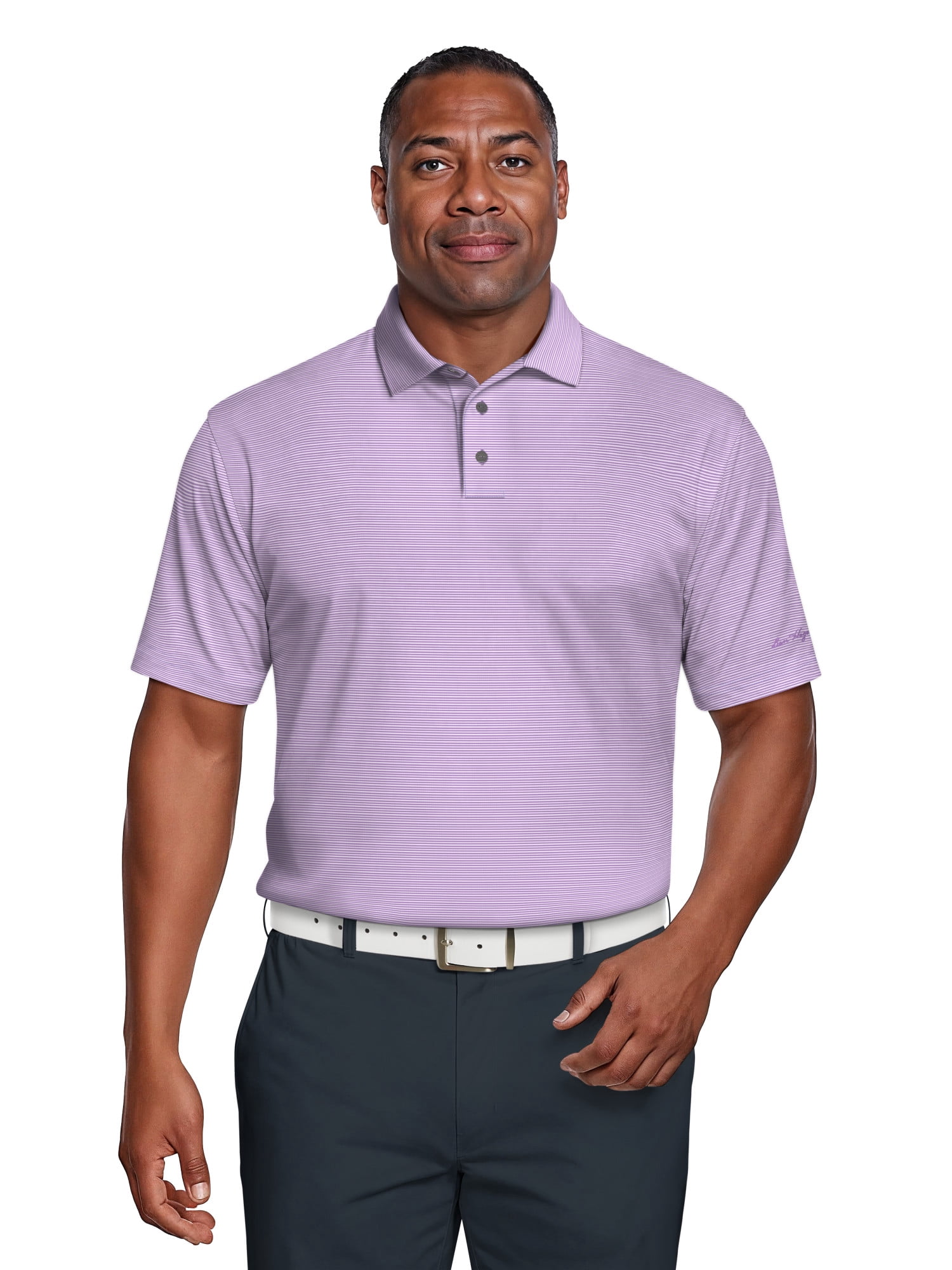 Ben Hogan Men's & Big Men's Performance Fine Line Printed Short Sleeve Polo Shirt, up to 5XL