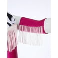 thumbnail image 7 of inhzoy Kids Girls Western Cowgirl Outfits Tassel Metallic Gloss Bodysuit with Arm Sleeve for Stage Hot Pink 14, 7 of 7