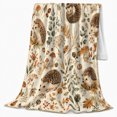 thumbnail image 2 of Woodland Hedgehog Botanical Forest Art Autumn, Rustic Botanical Portrait, Warm Flannel Blanket for Cabin and Lodge, Garden Lovers Thanksgiving Gift, Rustic Home Decor, 2 of 9