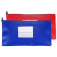 thumbnail image 1 of 11x6 Inch Money Bags with Zipper, 2Pcs PU Leather Cash Deposit Bank Pouch Envelopes Check Wallet for Coin Cosmetics Invioce Bill, Red/Blue, 1 of 6