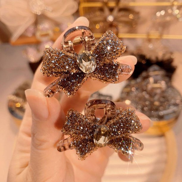 CAIROYAR Horquillas de cristal de moda para mujer, pasadores de flores rosas con lentejuelas, lazos para el cabello