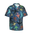 thumbnail image 2 of Colorful Airplanes Men'S 3d Print Casual Button Down Shirts, Novelty Hawaiian Short Sleeves Xl, 2 of 9