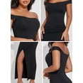 thumbnail image 5 of Athlemo Women Ruched Off Shoulder Dress Bodycon Party Elegant Midi Dresses, 5 of 7