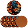 thumbnail image 2 of Thanksgiving Set of 6 Round Microfiber Leather Coasters, 11x11 cm/4.3x4.3 in, Drink Coasters for Home and Office, and Water Absorbent Cup Coasters, 2 of 6