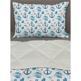 thumbnail image 3 of Marine Comforter & Sham Bedding Set, Sea Travel Elements Anchor Starfish Sailboat Seashell Nautical Marine Lifestyle, 3 pcs Duvet Set Microfiber Filling Quilt, 5 Sizes, Sky Blue, by Ambesonne, 3 of 4
