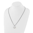 thumbnail image 2 of Stainless Steel Ball Beaded Necklace with Pendants Chain Polished CZ & Mother of Pearl Circle 22 inch, 2 of 3