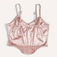 thumbnail image 6 of Women's Sexy Satin Bustier Boned Spaghetti Straps Corset Sleeveless Slim Crop Top Night Party Going Out Outfits, 6 of 6