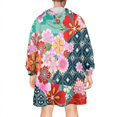 thumbnail image 2 of Wearable Oversized Blanket,Pioneer Flower Floral Print Pattern Wearable Blanket Hoodie for Adults,Cozy Hooded Blankets with Super Pockets,Super Warm Fuzzy Pullover for Women & Men, 2 of 6