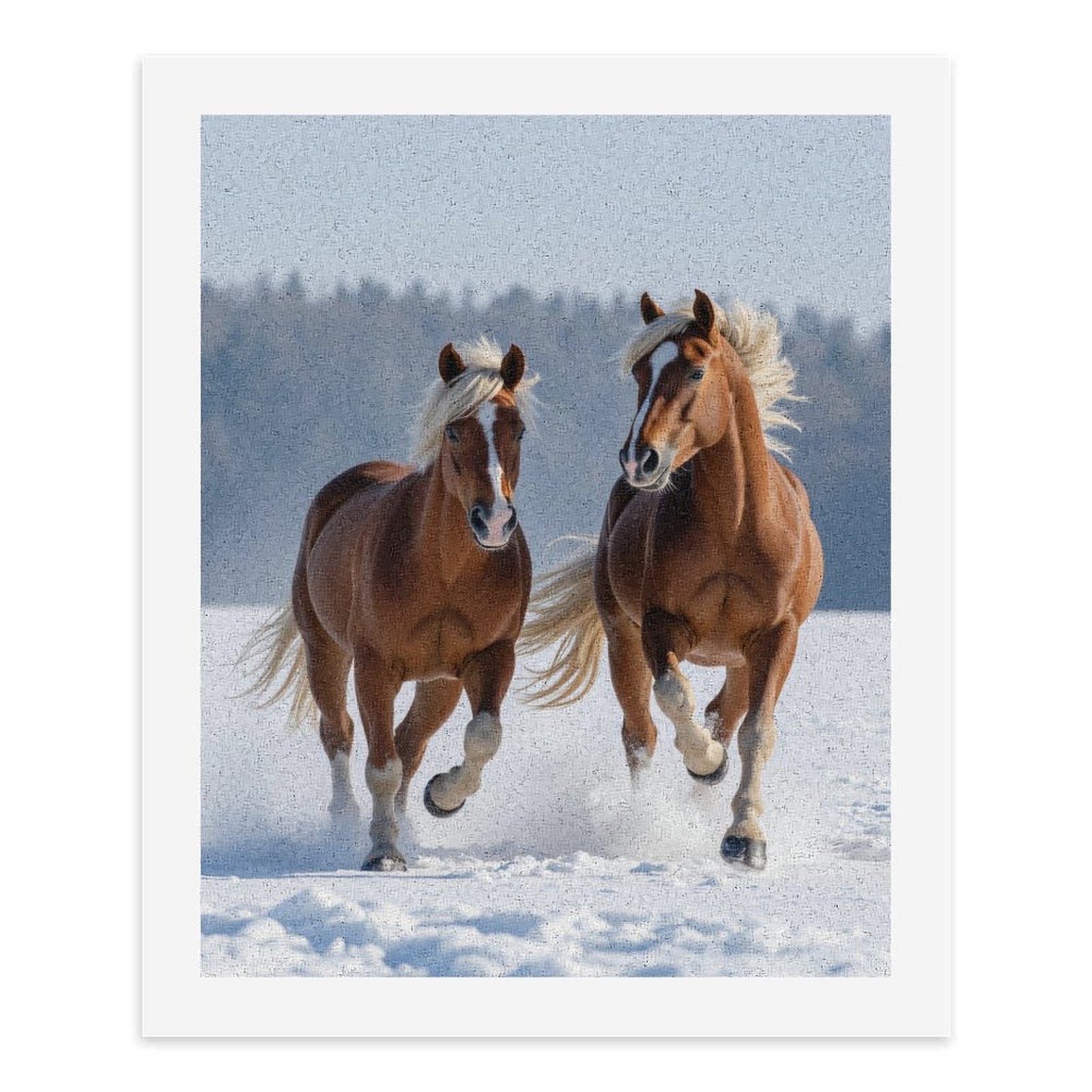 Paint By Numbers Kit for Adults Beginner - DIY Brown Horses Running In Snow Canvas Painting Kits for Adults, Frameless Paint By Number for Adults for Home Wall Decor 16x20 Inch