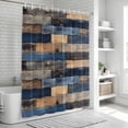 thumbnail image 6 of Navy Blue Brown Wood Bathroom Shower Curtains with 12 Hooks Polyester Waterproof Shower Curtain for Stalls and Bathtubs Farmhouse Vintage Wooden Decorative Bathroom Privacy Curtain 36x72 Inches, 6 of 9