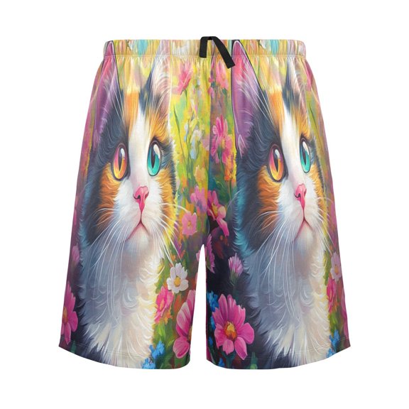 Relaxed fit printed pajama bottoms, sizes S to XXL Cute Calico Cat