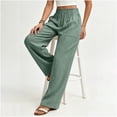 thumbnail image 6 of Levmjia Women Wide Leg Pants High Waisted Solid Color Casual Lounge Pants with Pockets Elastic Waist Flowy Straight Leg Trousers, 6 of 7
