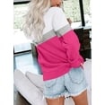 thumbnail image 4 of FUNING  Womens Crew Neck Solid/Color Block Sweatshirts Long Sleeve Casual Lightweight Pullover Tops, 4 of 7
