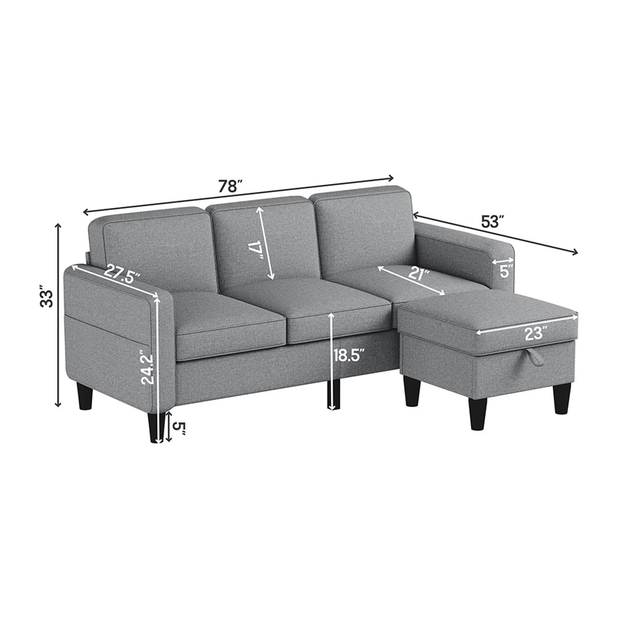 Kadyn Sectional Sofa Couch, L-Shaped Couch, 3-Seat Small Sectional Sofa for Living Room, Apartment, Small Space (Light Gray) Kadyn Sectional Sofa Couch, L-Shaped Couch, 3-Seat Small Sectional Sofa for Living Room, Apartment, Small Space (Light Gray)