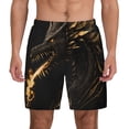 thumbnail image 2 of Picia Black And Gold Fire Dragon pattern Mens Swim Trunks with Compression Liner Stretch Beach Shorts Quick Dry with Zipper Pockets No-Chafing Board Shorts-Medium, 2 of 9